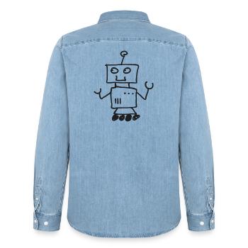 Robot - Men’s Organic Denim Shirt by Stanley/Stella - light wash - Back - AI Model Male 185 light (185cm)
