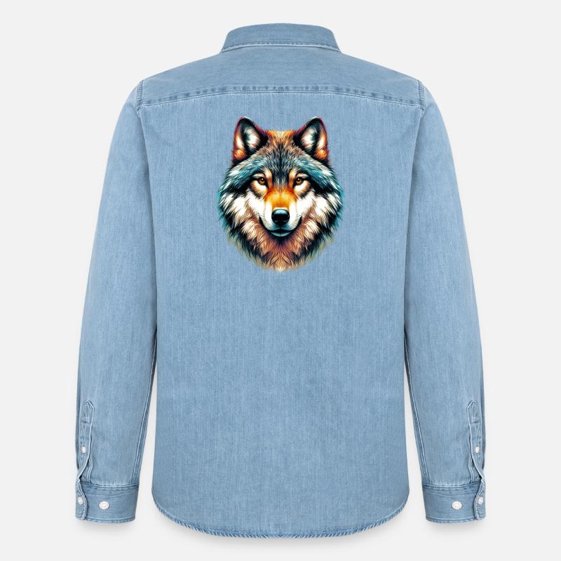 Wolf - Männer Jeanshemd Organic von Stanley/Stella - verwaschenes Hellblau