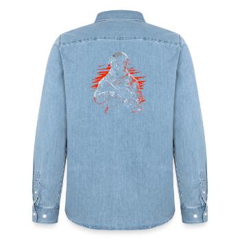 Forces spéciales - Chemise en denim homme bio Stanley/Stella - bleu clair délavé - Dos - AI Model Male 185 light (185cm)