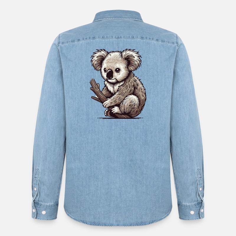 Koala - Männer Jeanshemd Organic von Stanley/Stella - verwaschenes Hellblau