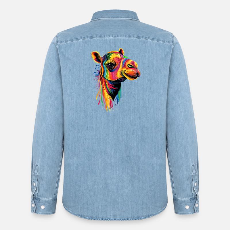 Kamel Dromedar Trampeltier Camel Geschenk Kamele - Männer Jeanshemd Organic von Stanley/Stella - verwaschenes Hellblau
