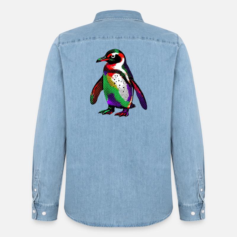 Pinguin - Männer Jeanshemd Organic von Stanley/Stella - verwaschenes Hellblau