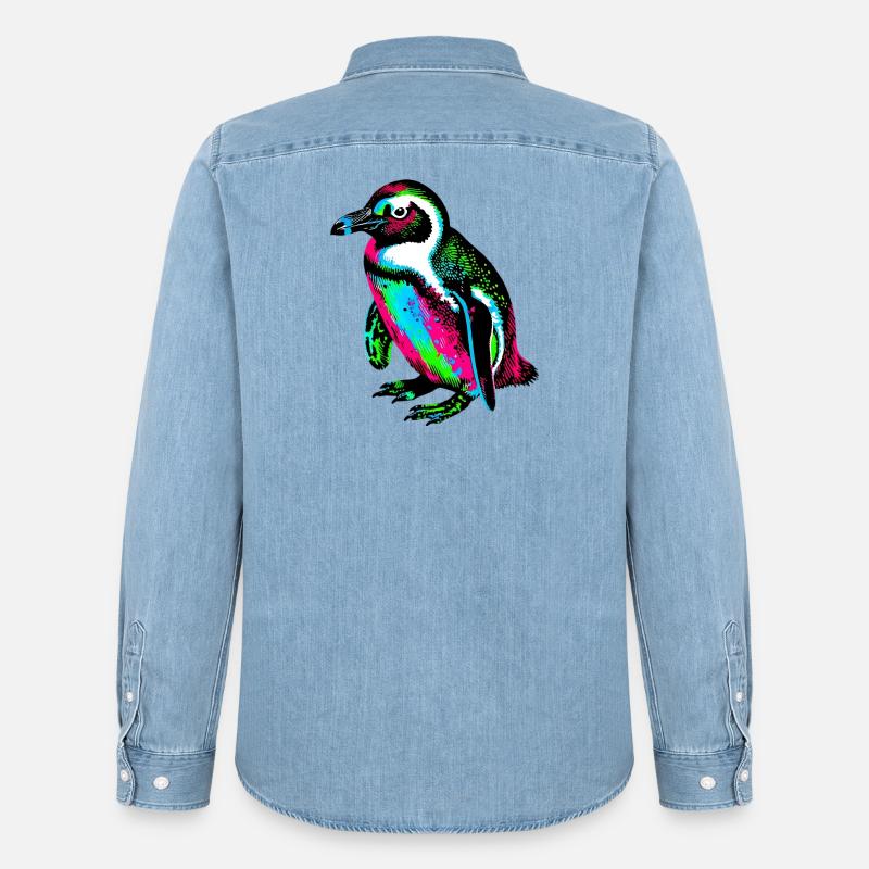 Pinguin - Männer Jeanshemd Organic von Stanley/Stella - verwaschenes Hellblau