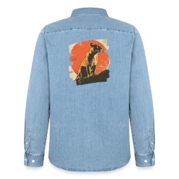 Lion from mountain Retro - Männer Jeanshemd Organic von Stanley/Stella - verwaschenes Hellblau - Hinten - AI Model Male 185 light (185cm)