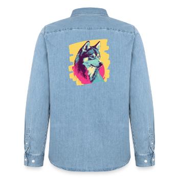 Rauque - Chemise en denim homme bio Stanley/Stella - bleu clair délavé - Dos - AI Model Male 185 light (185cm)