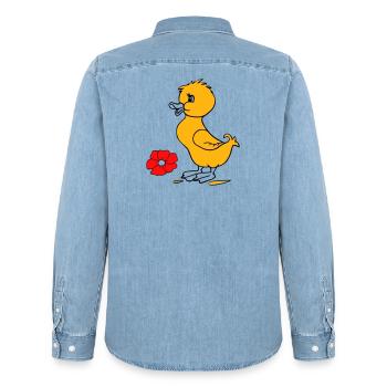 Easter chicks Happy Easter - Men’s Organic Denim Shirt by Stanley/Stella - light wash - Back - AI Model Male 185 light (185cm)