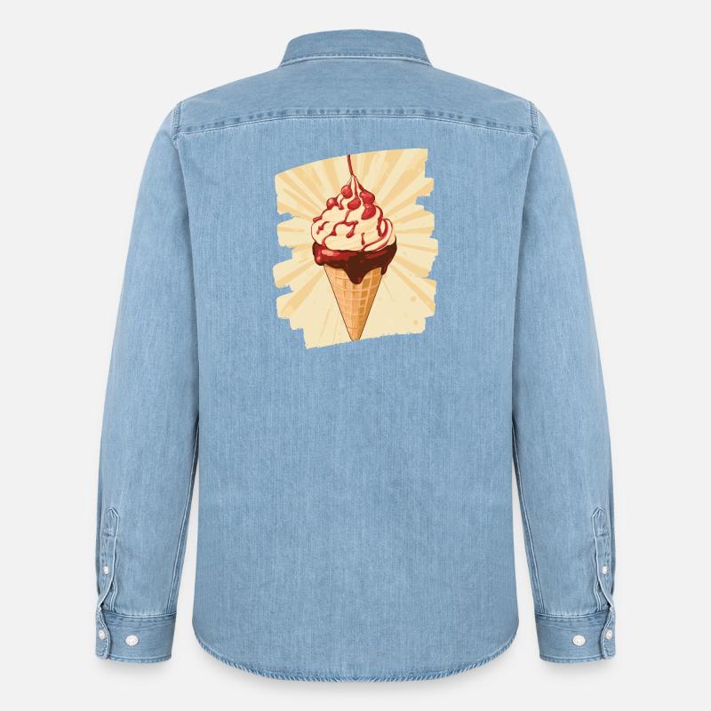 Eiscreme Eis - Männer Jeanshemd Organic von Stanley/Stella - verwaschenes Hellblau