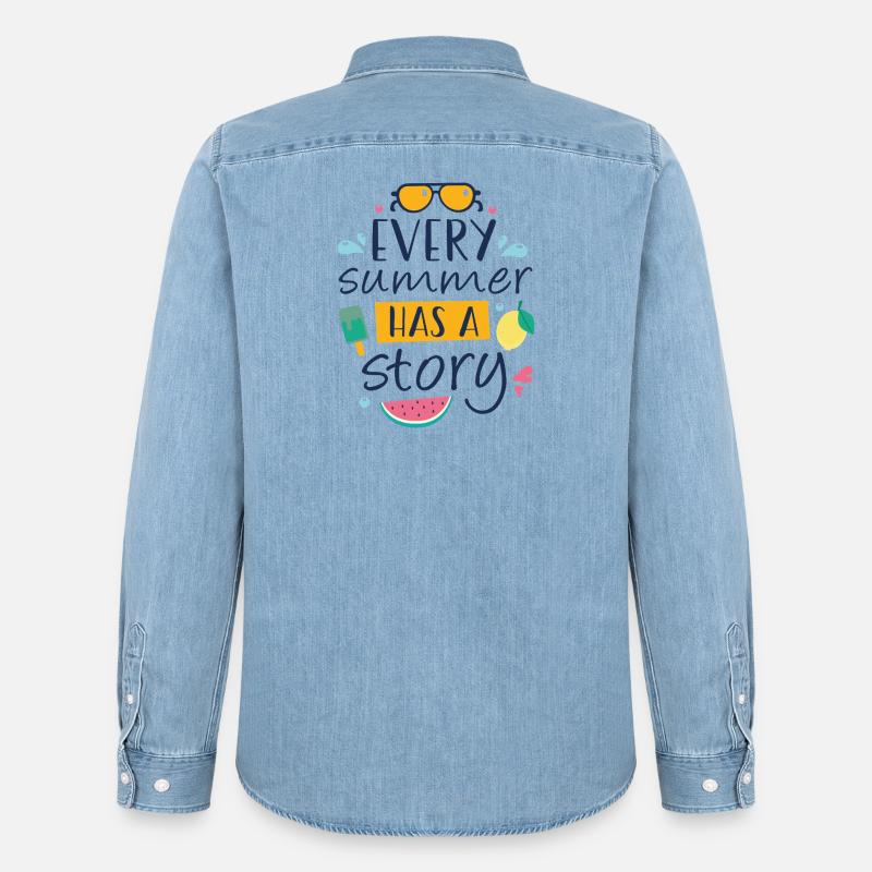 Jeder Sommer hat eine Geschichte - Männer Jeanshemd Organic von Stanley/Stella - verwaschenes Hellblau