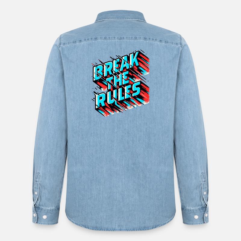 Break the Rules – Glitch Effect - Männer Jeanshemd Organic von Stanley/Stella - verwaschenes Hellblau