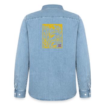 Blumen - Frühling - Be the sunshine - Spruch - Männer Jeanshemd Organic von Stanley/Stella - verwaschenes Hellblau - Hinten - AI Model Male 185 light (185cm)