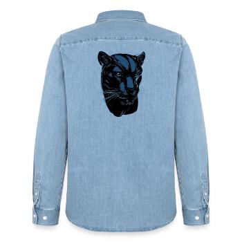 Panther Leopard Raubkatze Süße Großkatze Panter - Männer Jeanshemd Organic von Stanley/Stella - verwaschenes Hellblau - Hinten - AI Model Male 185 light (185cm)