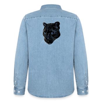 Panther Leopard Raubkatze Süße Großkatze Panter - Männer Jeanshemd Organic von Stanley/Stella - verwaschenes Hellblau - Hinten - AI Model Male 185 light (185cm)