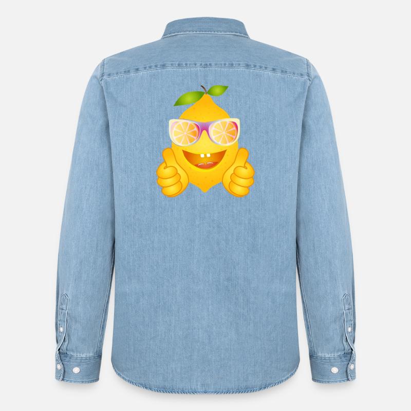 Coole Zitrone mit Sonnenbrille – Comicfrucht - Männer Jeanshemd Organic von Stanley/Stella - verwaschenes Hellblau