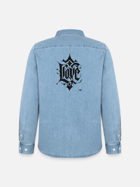 Love Lettering - Men’s Organic Denim Shirt by Stanley/Stella - light wash