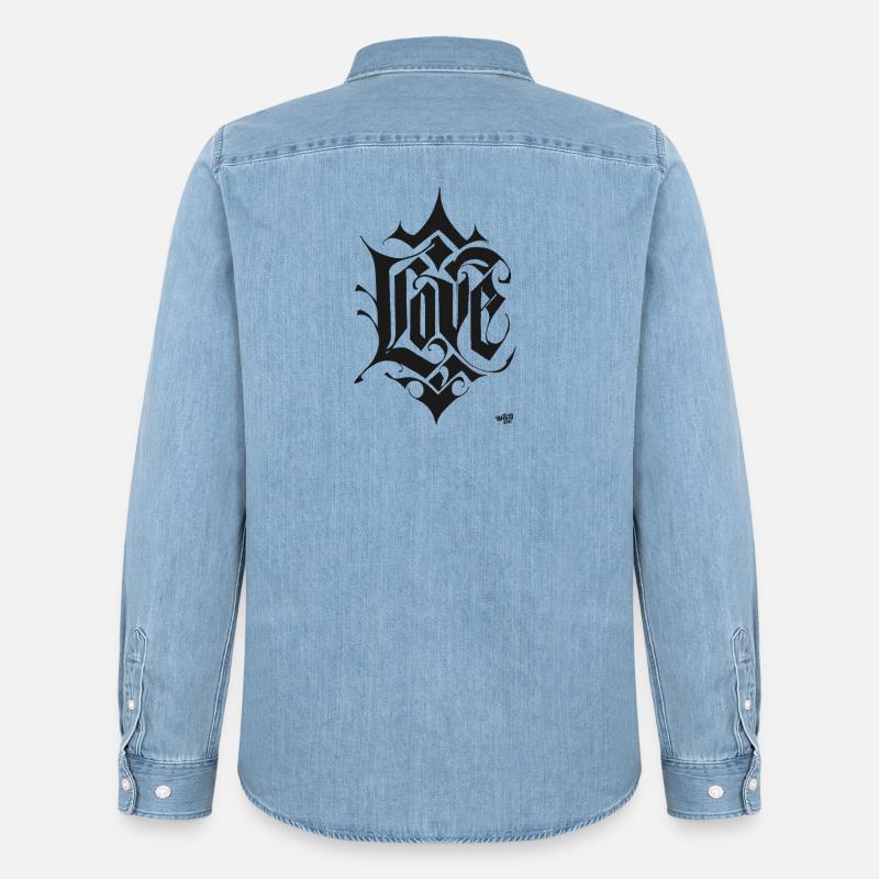 Love Lettering - Männer Jeanshemd Organic von Stanley/Stella - verwaschenes Hellblau