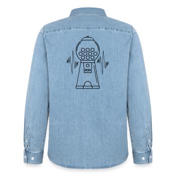 Chewing gum machine Puls - Men’s Organic Denim Shirt by Stanley/Stella - light wash - Back - AI Model Male 185 light (185cm)