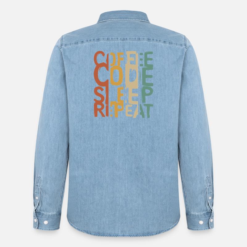 Coffee Code Sleep Repeat – Developer Design - Men’s Organic Denim Shirt by Stanley/Stella - light wash
