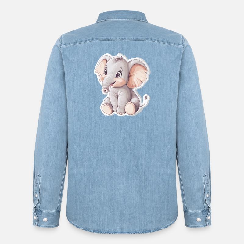 Elefant - Männer Jeanshemd Organic von Stanley/Stella - verwaschenes Hellblau