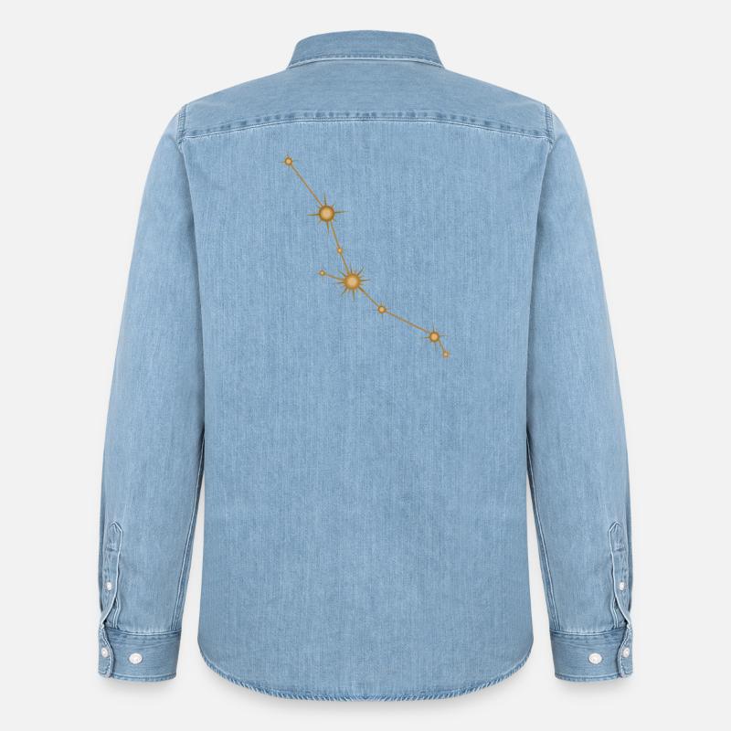 Sternbild Stier Sternzeichen Sternzeichen Golden - Männer Jeanshemd Organic von Stanley/Stella - verwaschenes Hellblau