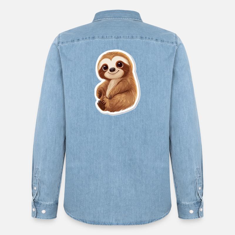 Faultier - Männer Jeanshemd Organic von Stanley/Stella - verwaschenes Hellblau