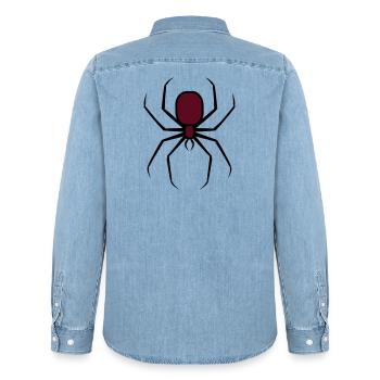 Gruselige Halloween Unheimliche Goth-Spinne 3 - Männer Jeanshemd Organic von Stanley/Stella - verwaschenes Hellblau - Hinten - AI Model Male 185 light (185cm)