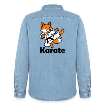 Karate Fox - Men’s Organic Denim Shirt by Stanley/Stella - light wash - Back - AI Model Male 185 light (185cm)