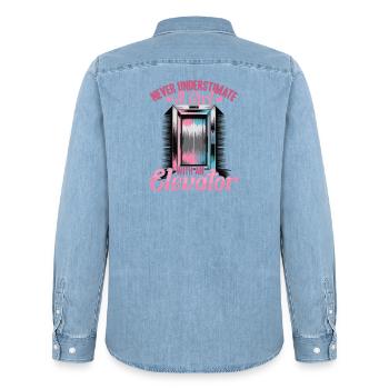 Ascenseur pour tout-petits et enfants - Chemise en denim homme bio Stanley/Stella - bleu clair délavé - Dos - AI Model Male 185 light (185cm)