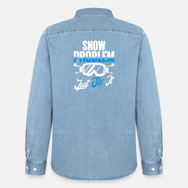 Ski Skifahrer Wintersport Snow problem - Männer Jeanshemd Organic von Stanley/Stella - verwaschenes Hellblau