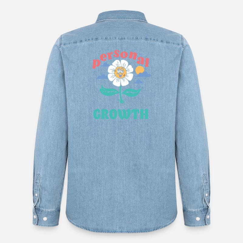 Persönliches Wachstum Daisy - Männer Jeanshemd Organic von Stanley/Stella - verwaschenes Hellblau