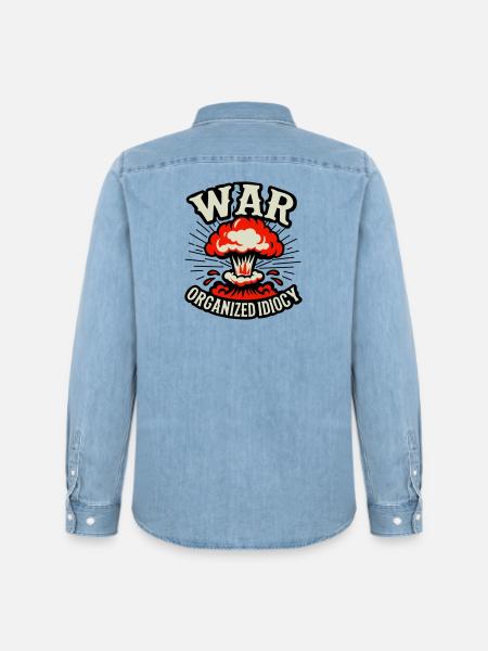 WAR – Organized Idiocy - Men’s Organic Denim Shirt by Stanley/Stella - light wash