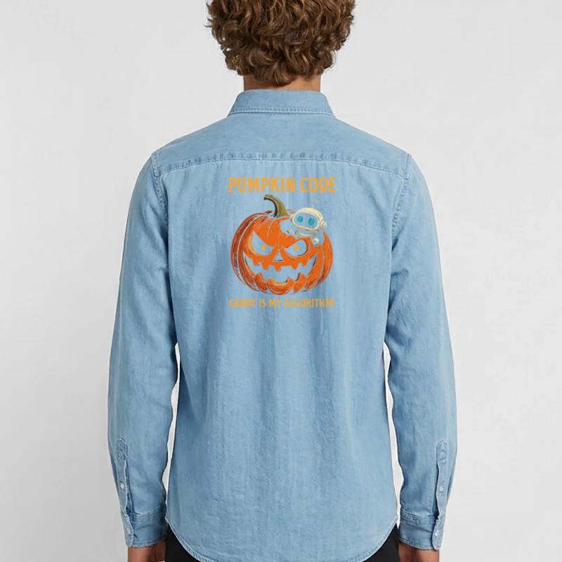 Pumpkin Code : Candy est mon algorithme ! Chemise en denim homme bio Stanley/Stella