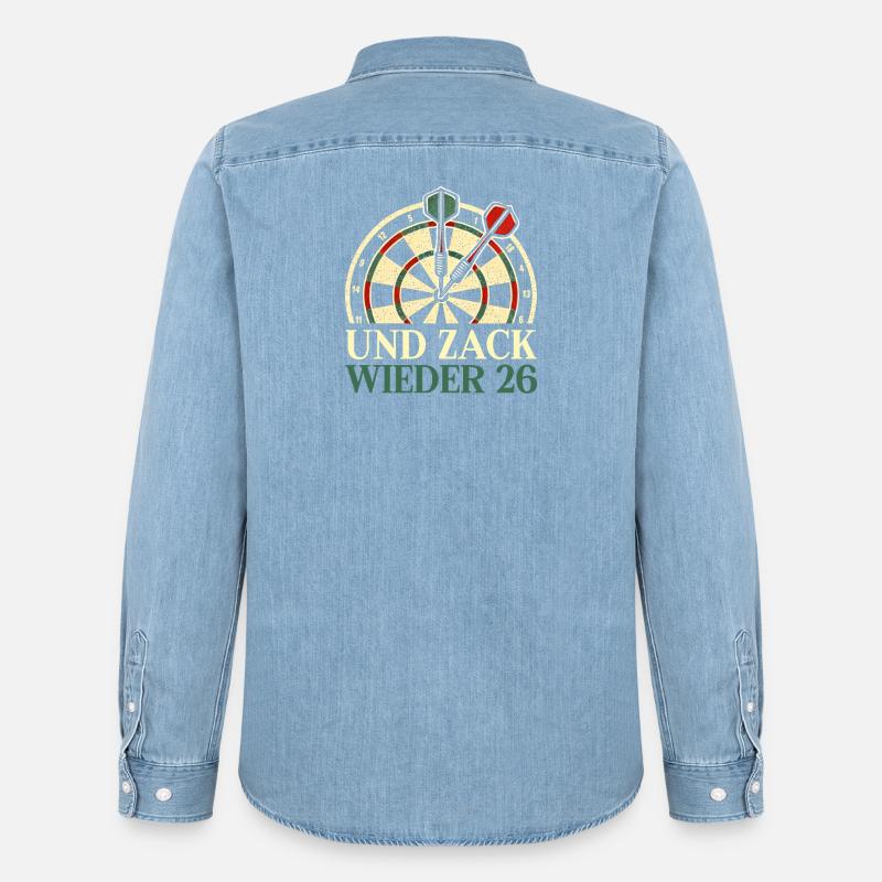 Fléchettes Fléchettes Jeu de fléchettes Lecteur de fléchettes - Chemise en denim homme bio Stanley/Stella - bleu clair délavé