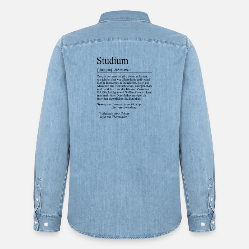 Unispruch "Studium" Student Geschenk, Studenten - Männer Jeanshemd Organic von Stanley/Stella - verwaschenes Hellblau