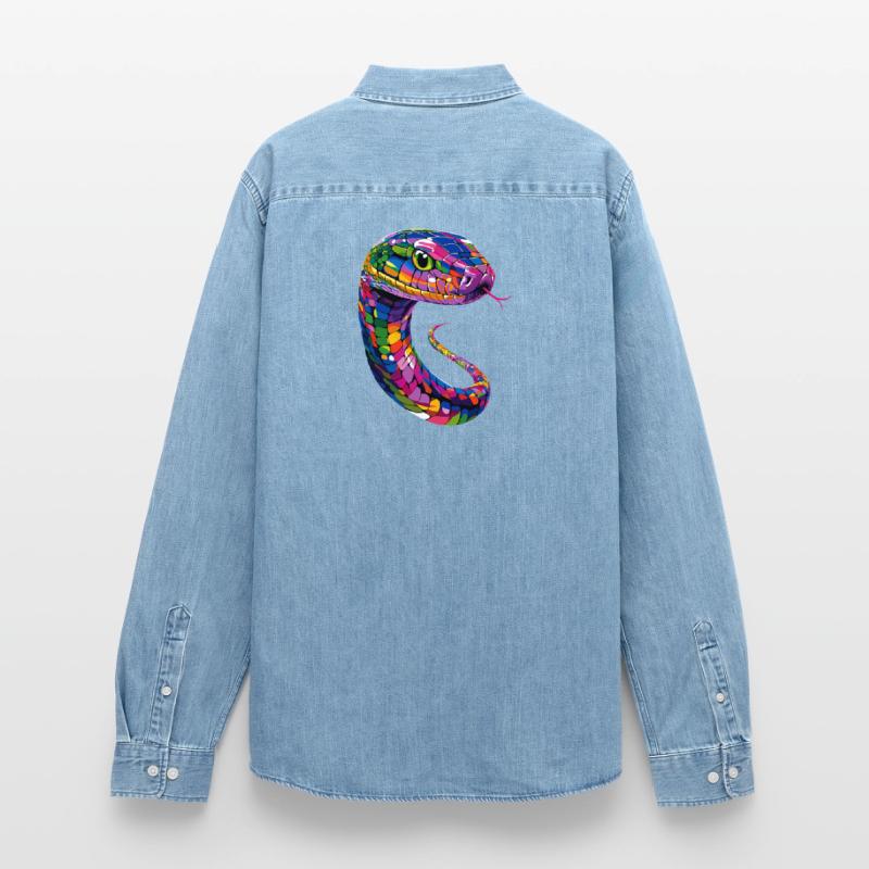 snake, python, cobra, rattlesnake, snakes Men’s Organic Denim Shirt by Stanley/Stella