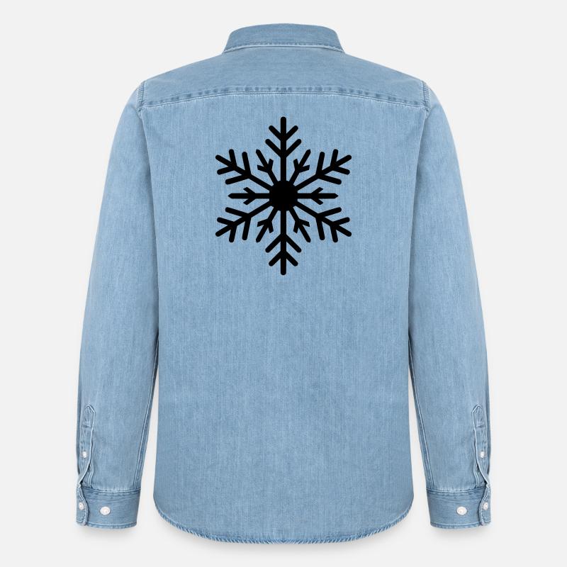 Schneeflocke, Eiskristall, Farbe variabel - Männer Jeanshemd Organic von Stanley/Stella - verwaschenes Hellblau