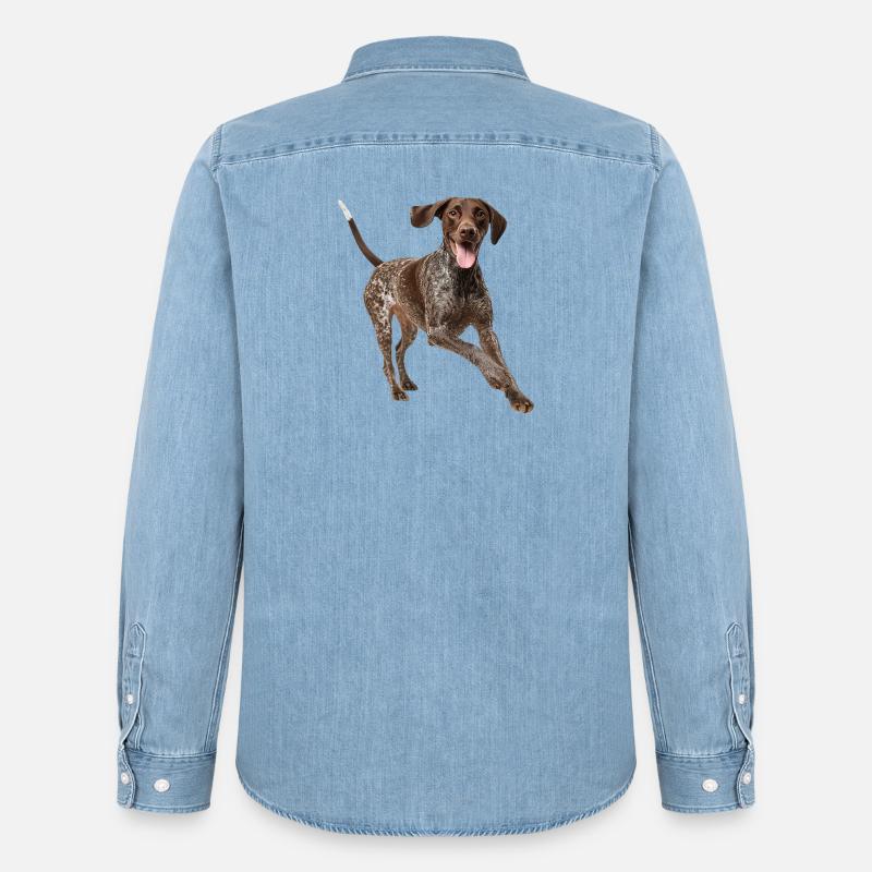 Tedesco Pointer a pelo corto Deutsch Kurzhaar - Camicia in denim Stanley/Stella - azzurro chiaro slavato