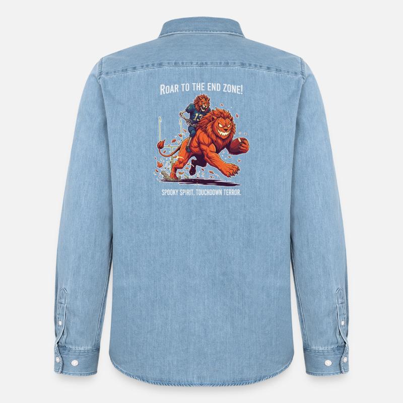 Spooky Touchdown Terror - Männer Jeanshemd Organic von Stanley/Stella - verwaschenes Hellblau