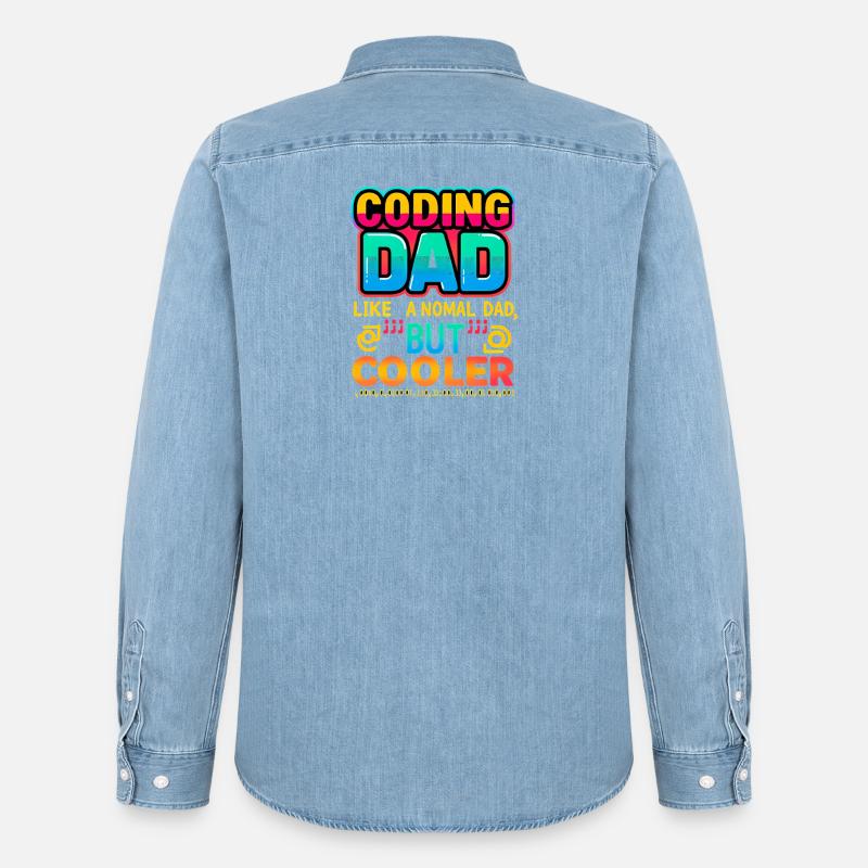 Coding Dad Cooler, Programmer  - Men’s Organic Denim Shirt by Stanley/Stella - light wash