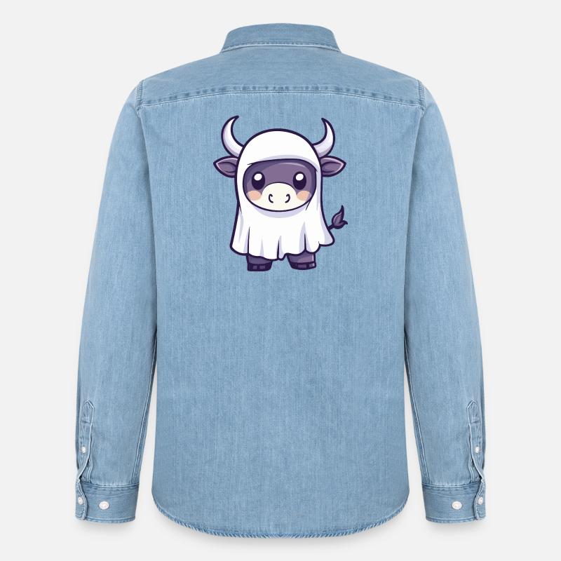 Stier Halloween Geist - Männer Jeanshemd Organic von Stanley/Stella - verwaschenes Hellblau