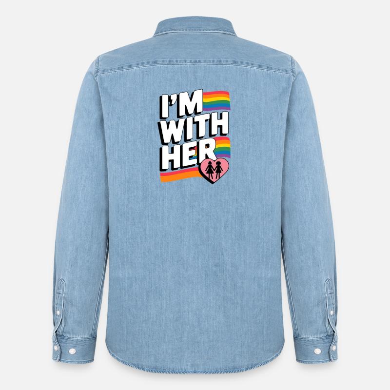 ICH BIN BEI IHR Pride Regenbogen - Männer Jeanshemd Organic von Stanley/Stella - verwaschenes Hellblau