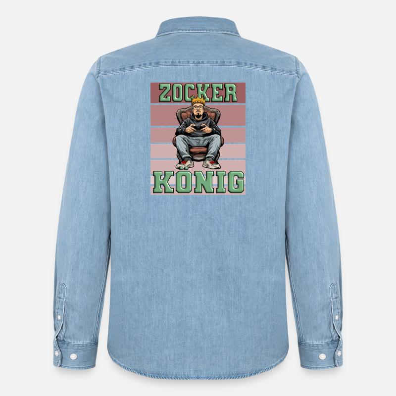 Zocker König - gaming controller - Männer Jeanshemd Organic von Stanley/Stella - verwaschenes Hellblau