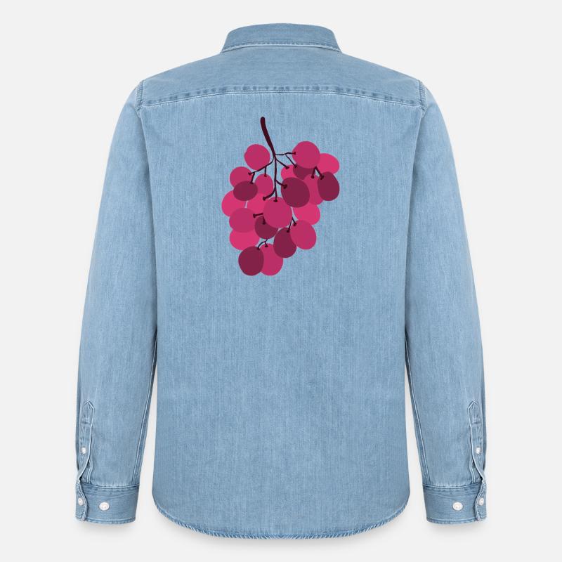 Lebendige rosa Trauben Traube - Männer Jeanshemd Organic von Stanley/Stella - verwaschenes Hellblau