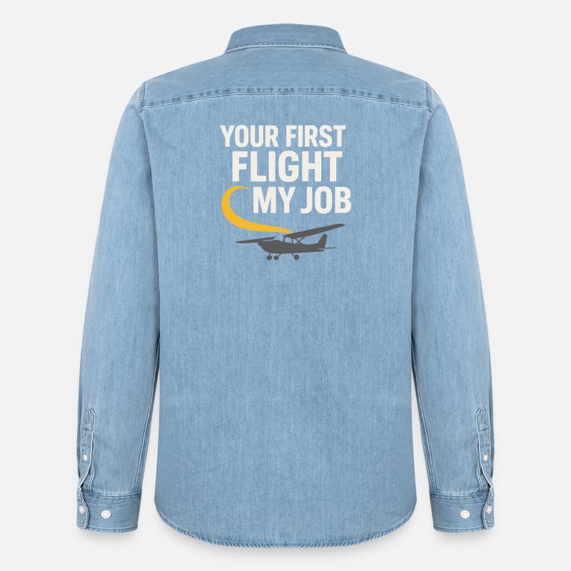 Fluglehrer Cfi Pilot Luftfahrtlehrer - Männer Jeanshemd Organic von Stanley/Stella - verwaschenes Hellblau