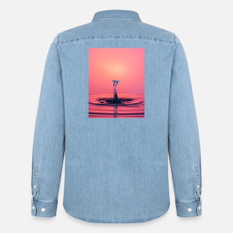 Flüssiger abstrakter Spritzer - Männer Jeanshemd Organic von Stanley/Stella - verwaschenes Hellblau
