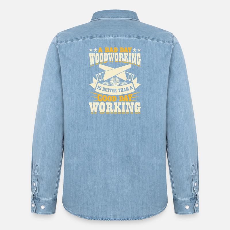 Baumpfleger Holzarbeiter Waldarbeiter Geschenk - Männer Jeanshemd Organic von Stanley/Stella - verwaschenes Hellblau