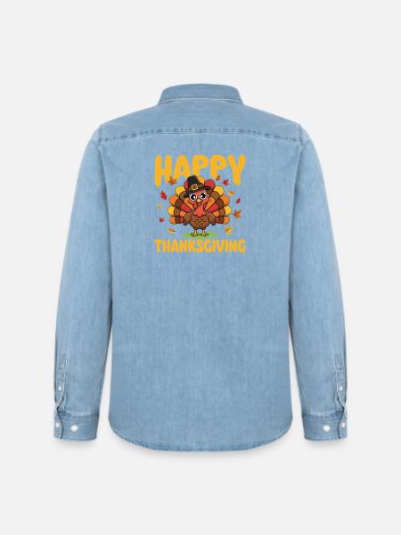 Frohes Thanksgiving Herbst Erntemischung - Männer Jeanshemd Organic von Stanley/Stella - verwaschenes Hellblau