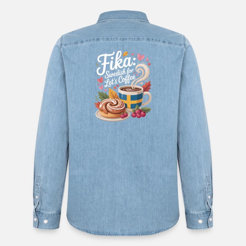 Fika - Denimskjorta herr ekologisk Stanley/Stella - ljusblå tvättad