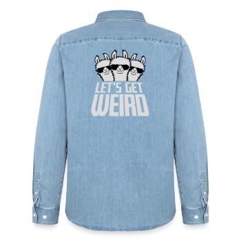 Let's Get Weird 3 Llama Friends Team Sunglasses - Men’s Organic Denim Shirt by Stanley/Stella - light wash - Back - AI Model Male 185 light (185cm)