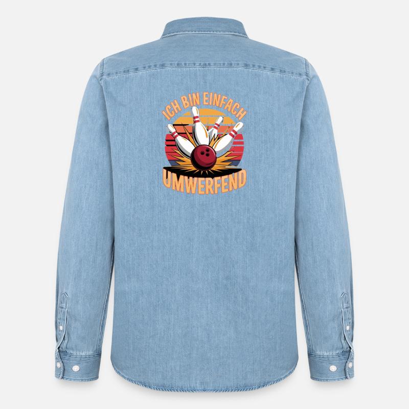 Ich Bin Einfach Umwerfend Bowling Spaß - Männer Jeanshemd Organic von Stanley/Stella - verwaschenes Hellblau