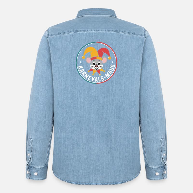 Karnevalsmaus Karneval Köln Kölner Karnevals Maus - Männer Jeanshemd Organic von Stanley/Stella - verwaschenes Hellblau